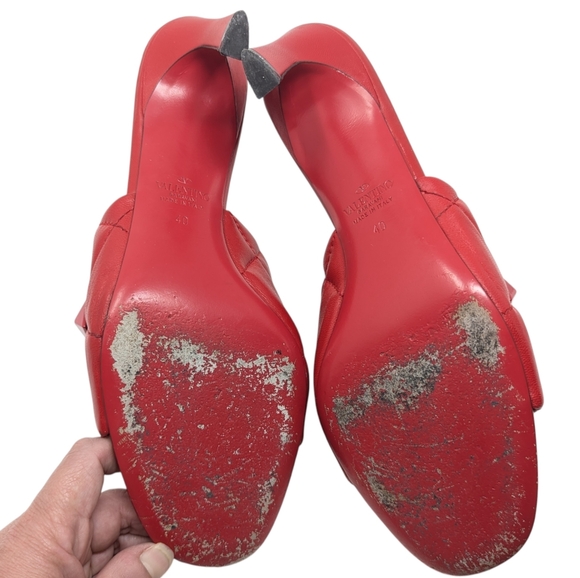 Valentino Garavani Red JU5 Roman Stud Mule Slide Heel Dress Up Sandal Size EU 40 - Picture 10 of 13